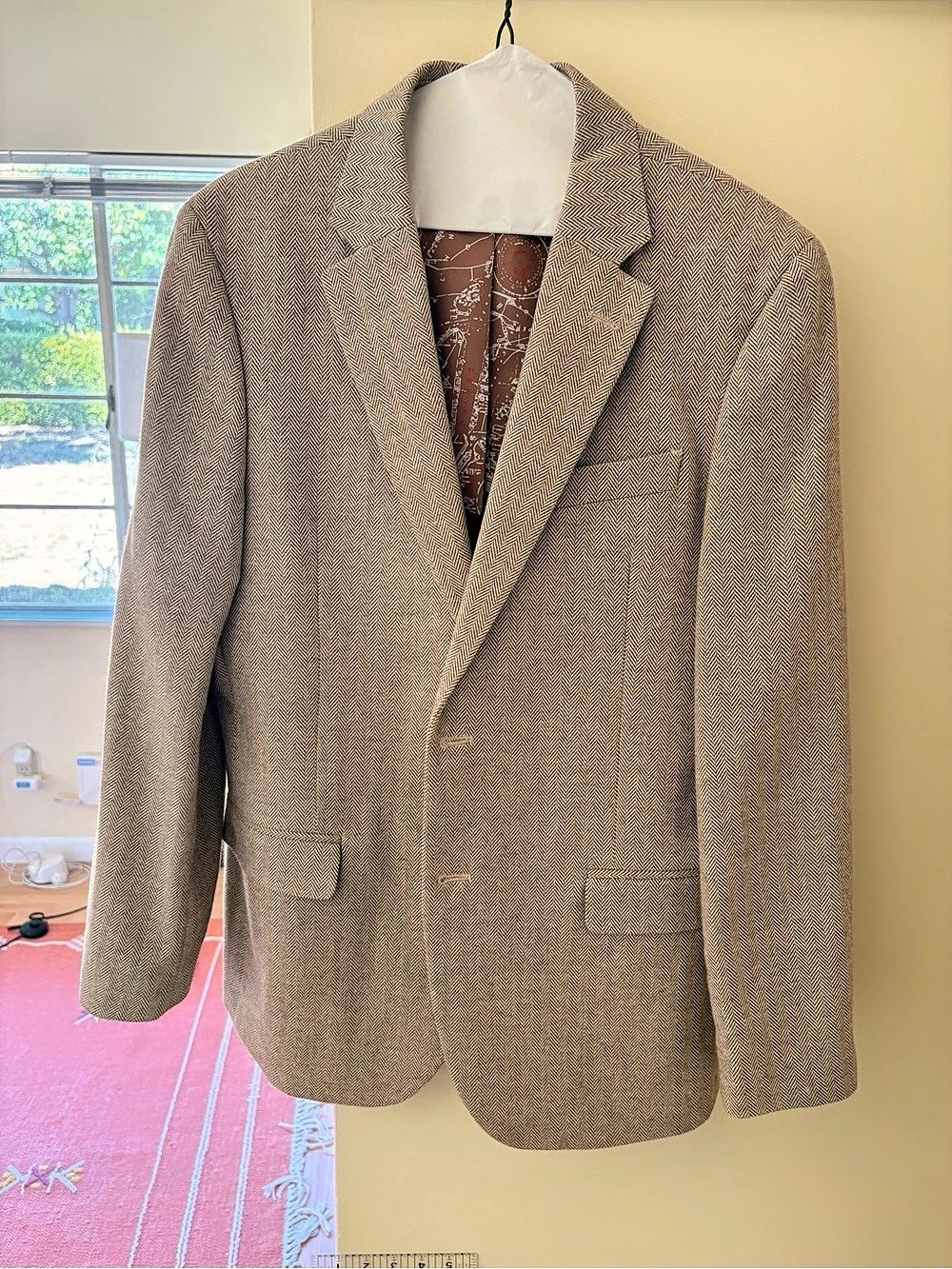 Nautica Modern Fit Herringbone Sport Coat Brown & White 38R Like New